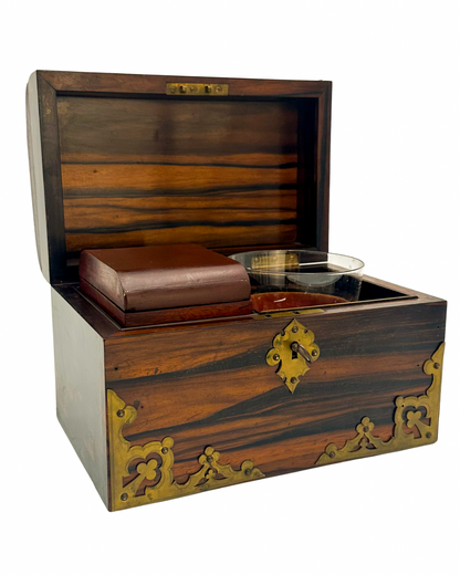 Antique Georgian Rosewood Domed Tea Caddy with Brass Mounts, Circa 1820-1830