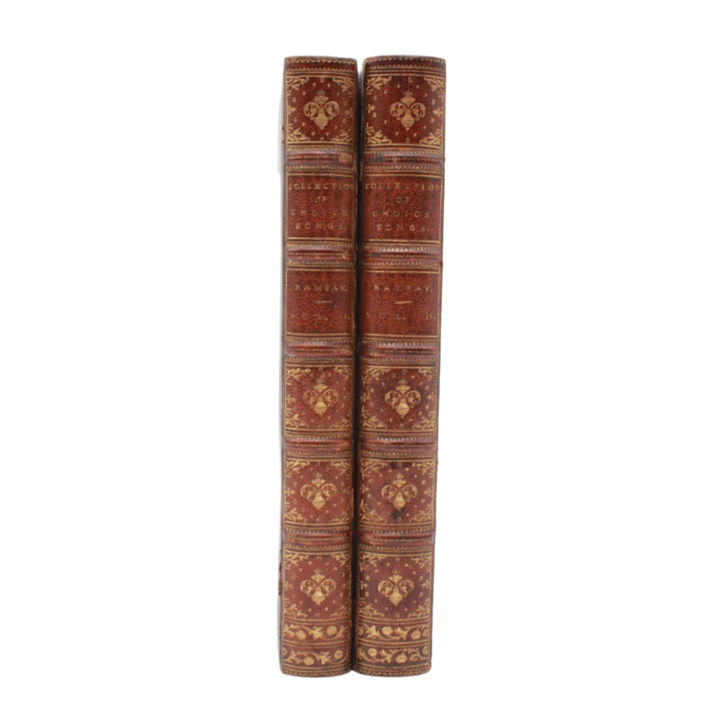 2 Volumes 1871 "A Collection of Choice Songs Scots & English" Purple Half Leather Book