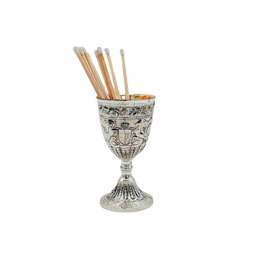 Vintage Miniature Silver Plated Goblet with Heraldic Motifs