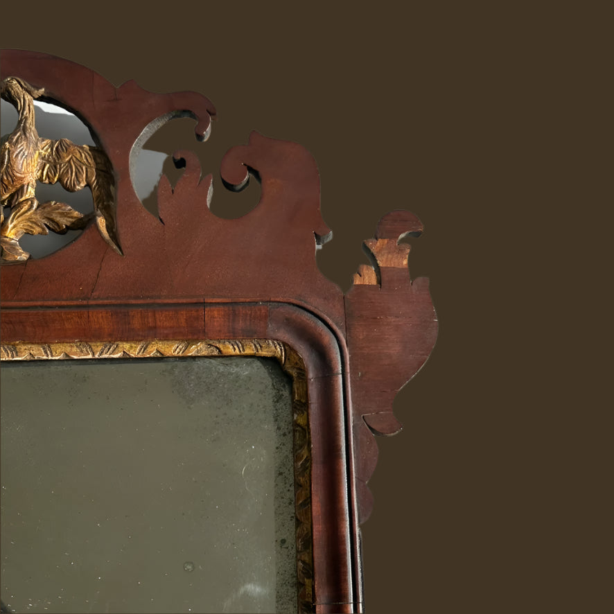 Early 19th Century Federal-Chippendale Style Wall Mirror with Mahogany Veneer and Gilt Details