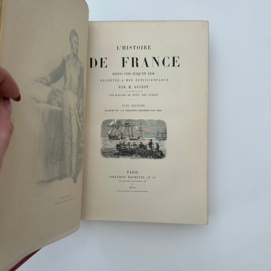 Complete in Two Volumes 1878 "History of France" French Full Leather Books