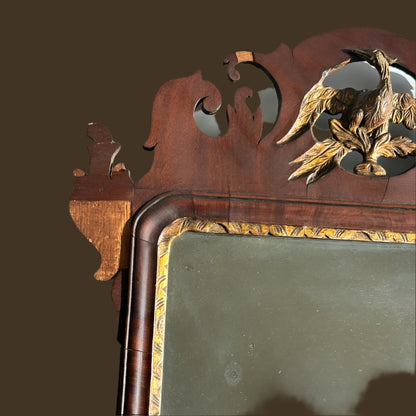 Early 19th Century Federal-Chippendale Style Wall Mirror with Mahogany Veneer and Gilt Details