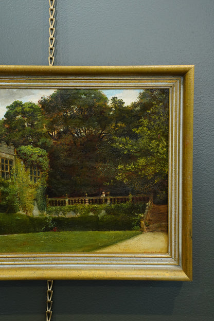 *RESERVED* Antique English Oil Painting of Haddon Hall, Derbyshire, Signed