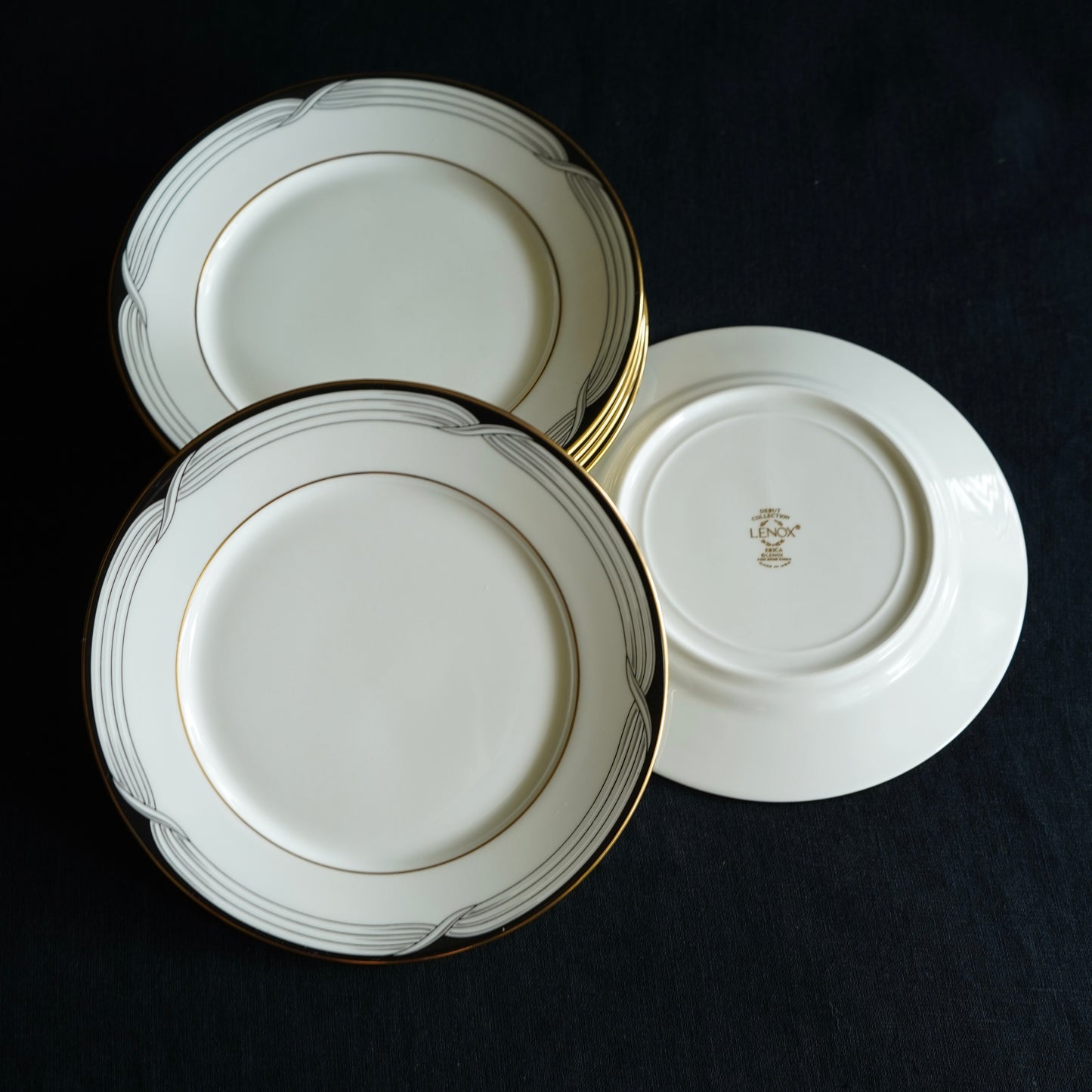 Lenox Black Tie Bread & Butter Plates – Set of 6, 6.5" Ivory China with 24k Gold Trim (Discontinued)