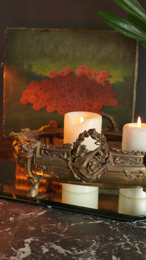 Antique French Brass Jardiniere | Centerpiece secondary view