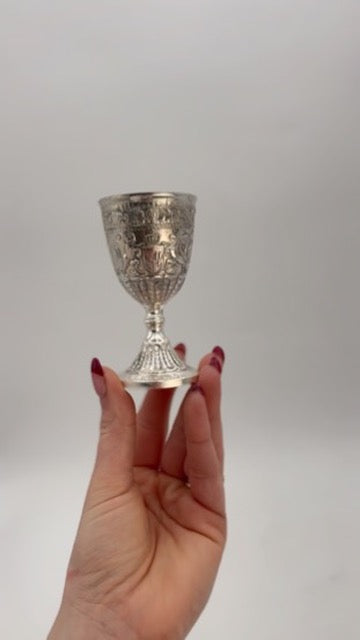 Vintage Miniature Silver Plated Goblet with Heraldic Motifs