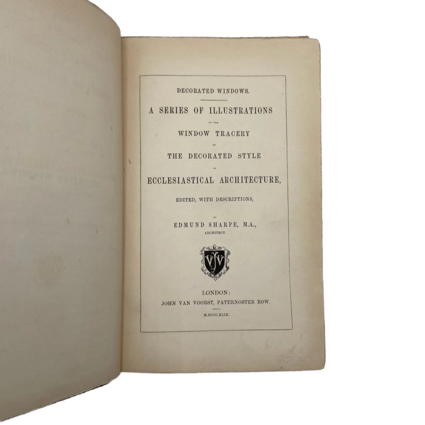 1849 "Decorated Windows: A Series of Illustrations of the Window Tracery of the Decorated Style of Ecclesiastical Architecture" Brown Half Leather Book