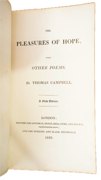 Antique 1822 Thomas Campbell Pleasures of Hope Full Calf Gilt Poetry