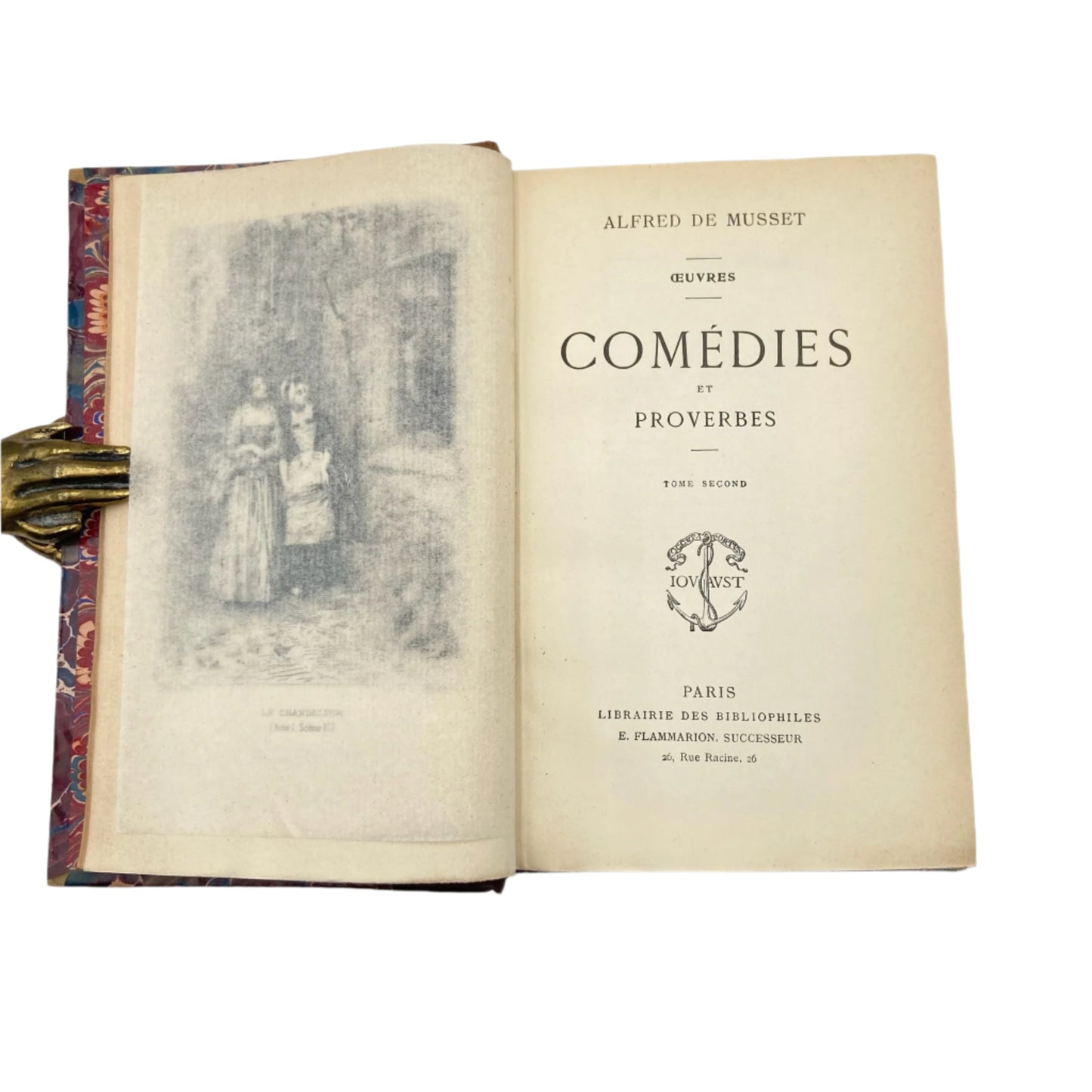 2 Vol. "Comédies et Proverbes" French Half Purple Leather Books