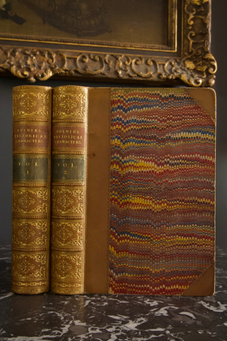 1868 " Historical Characters " Brown Half Leather Book