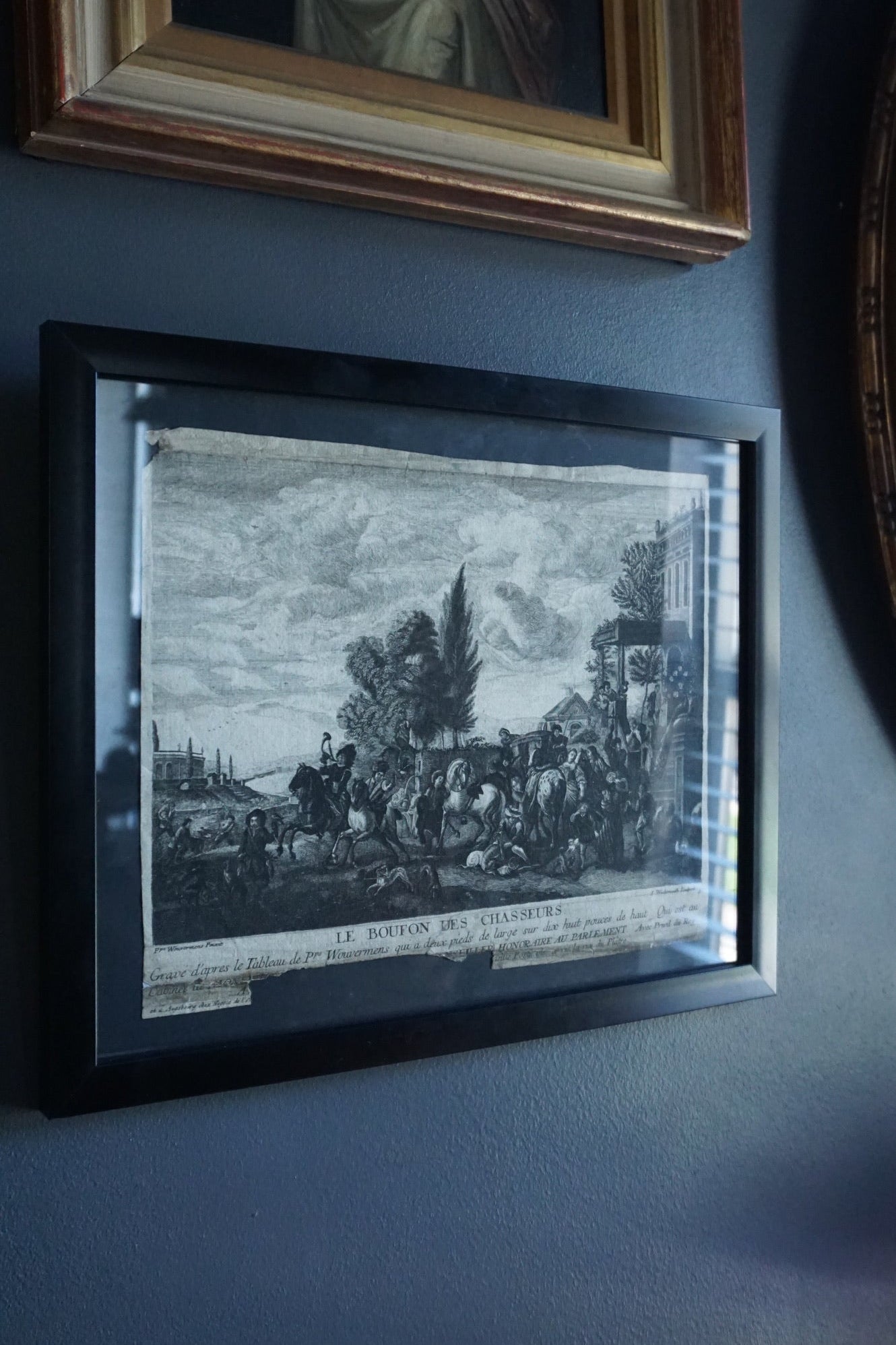 Antique French Engraving “Le Bouton des Chasseurs” After Philips Wouwerman