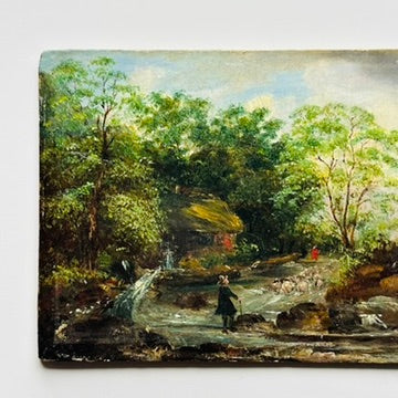 Circa 1860 English Primitive Oil on Panel Painting