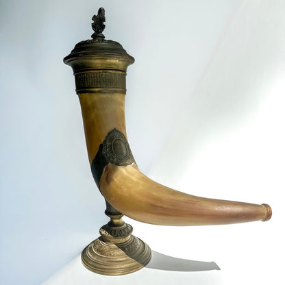 Antique Ceremonial Drinking Horn – A Timeless Trophy from 1895