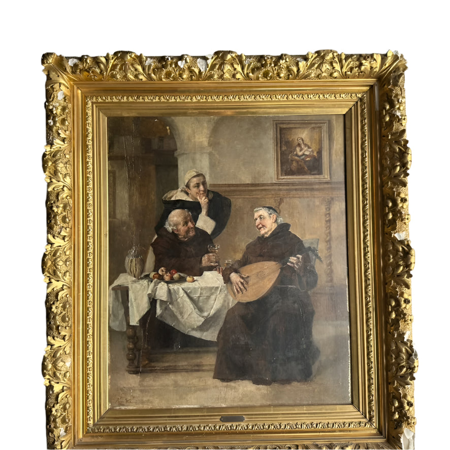 Late 1800s Oil on Board, Attributed to Heinrich Weber (1843-1913)