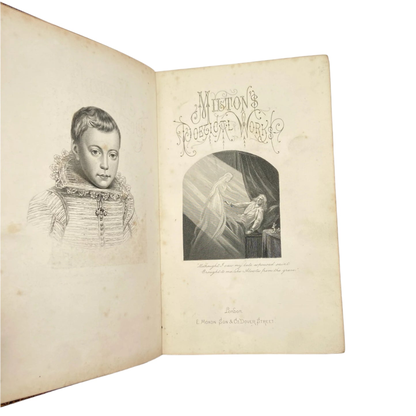 "The Poetical Works of John Milton " Poetry Dark Brown Full Leather Book