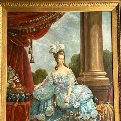 19th Century Portrait of Marie Antoinette, Oil on Board Painting