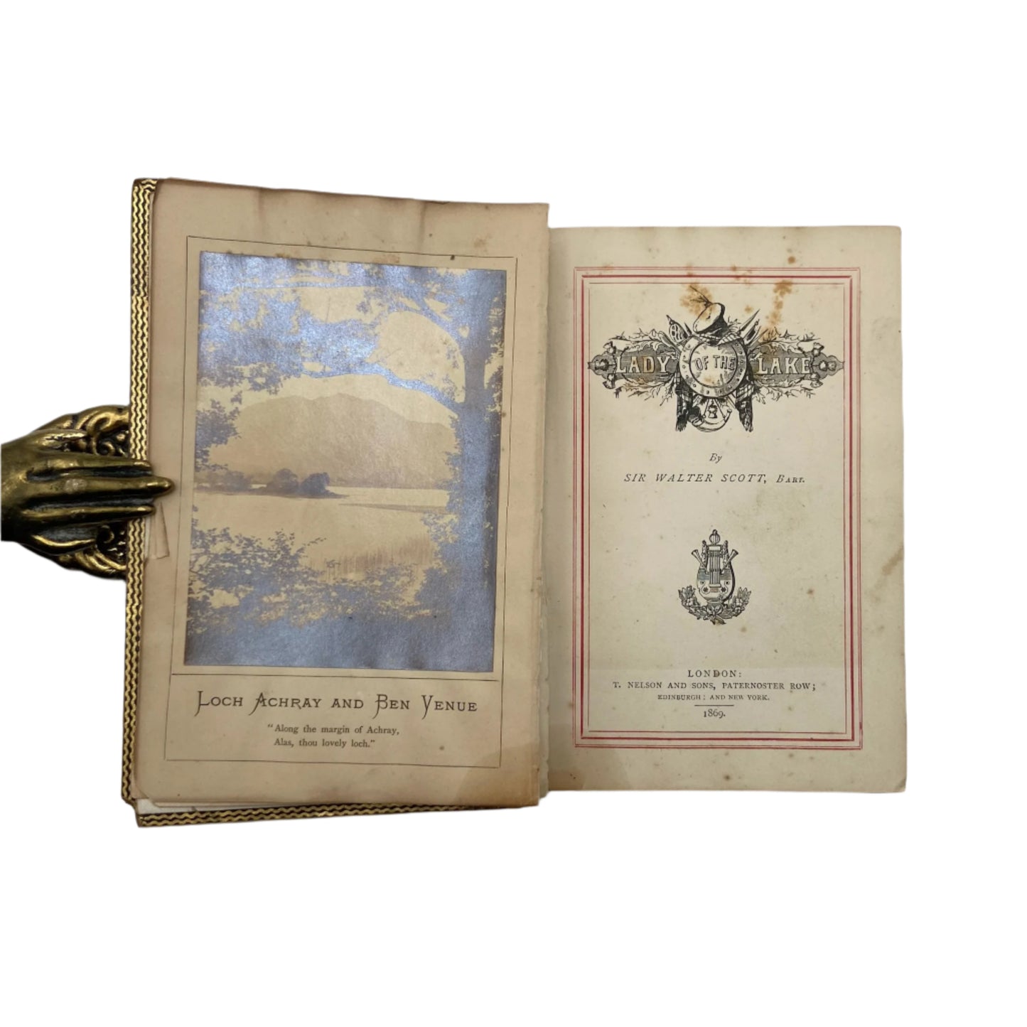 Antique Poetry The Lady of the Lake by Sir Walter Scott, Mauchline Binding Book
