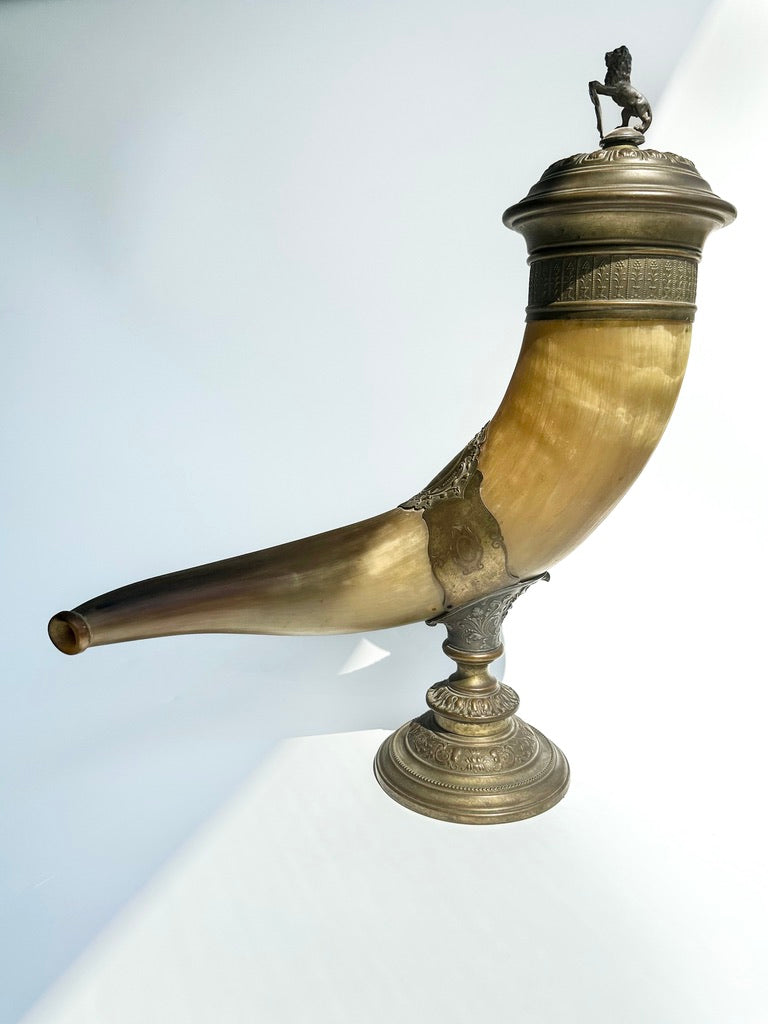 Antique Ceremonial Drinking Horn – A Timeless Trophy from 1895