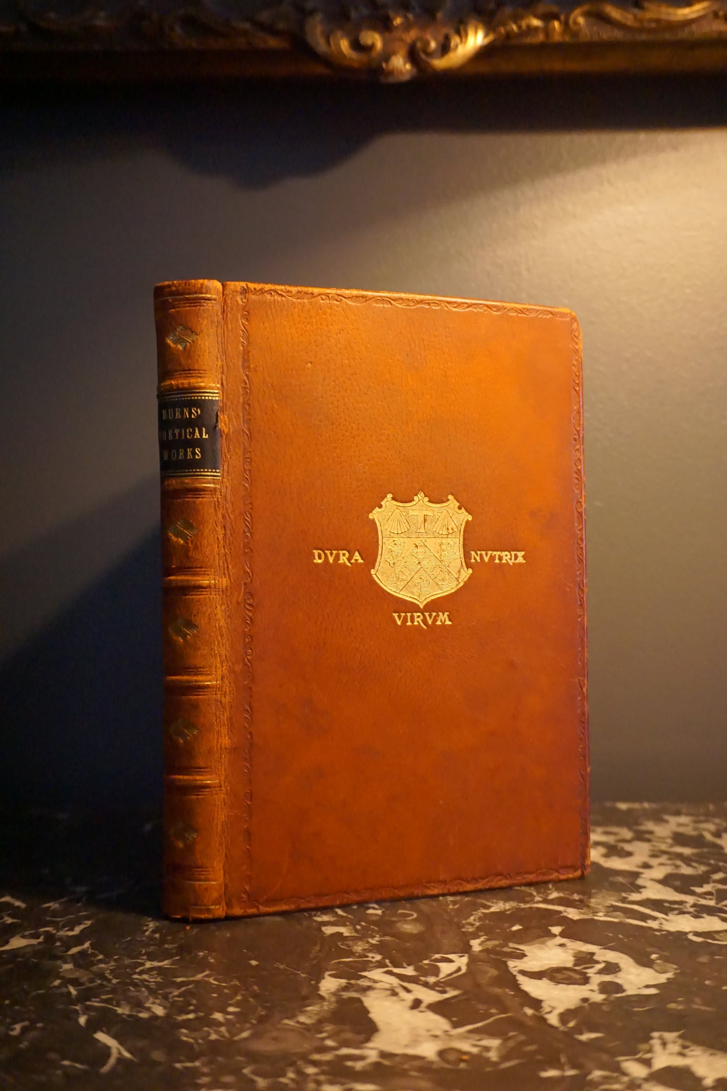 1919 "The Poetical Works of Robert Burns" Brown Full Leather Prize Binding Book