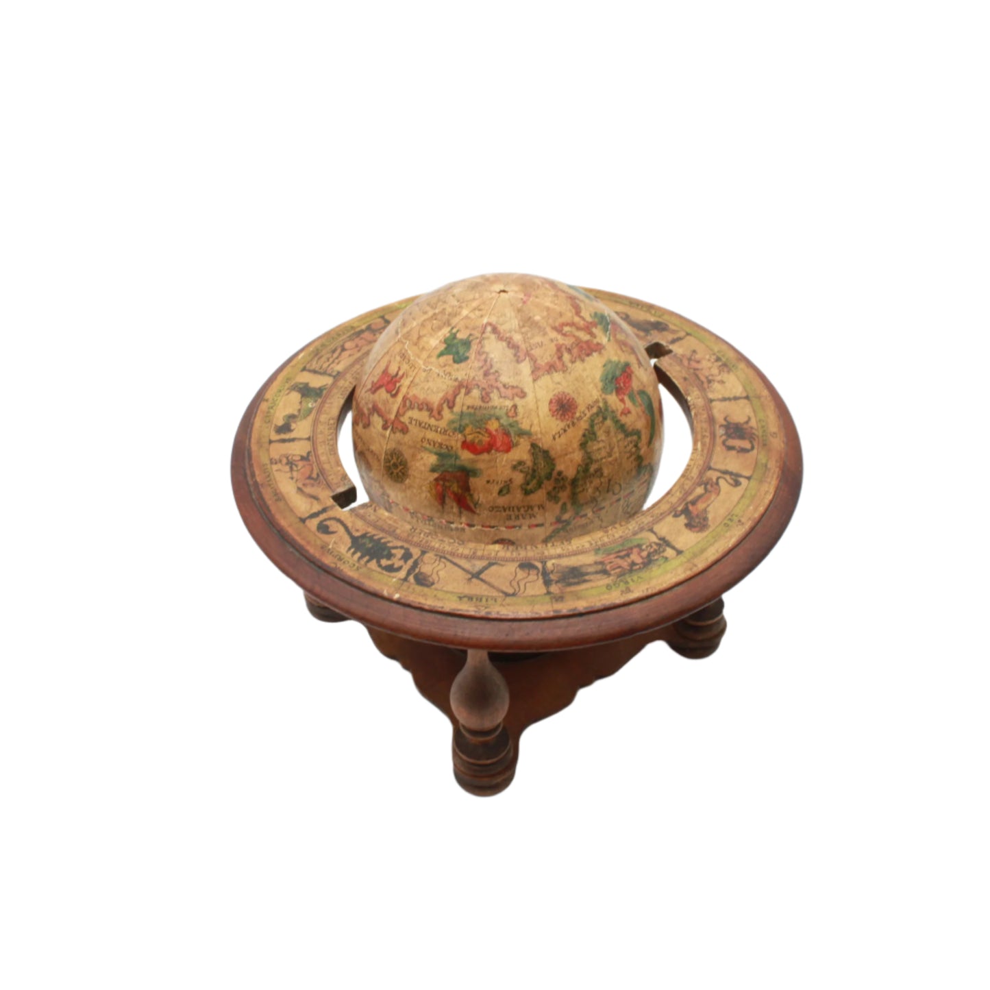 Small Vintage Italian Wooden Globe