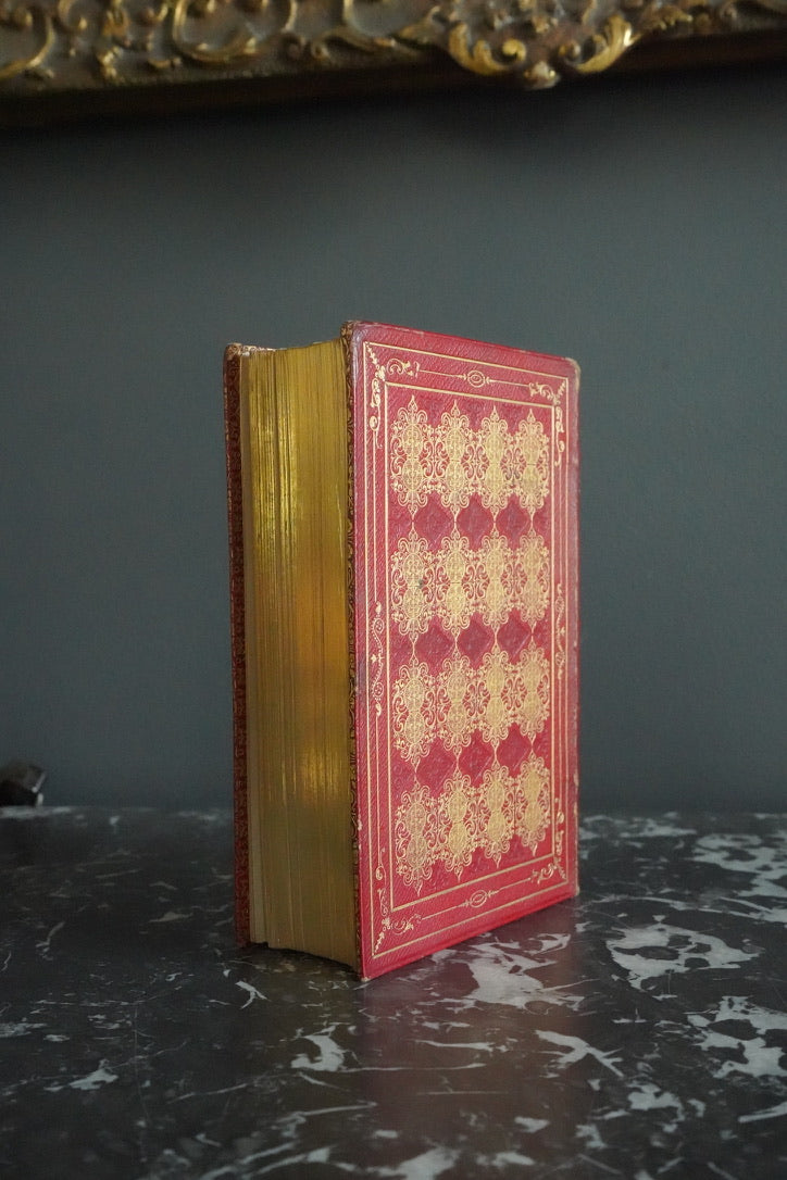 Antique Poetry Red Leather Book "The Works of Oliver Goldsmith"