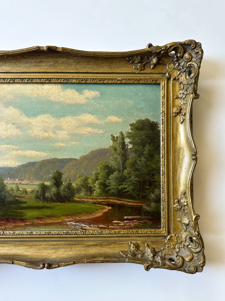 Antique European Landscape Oil on Board Painting