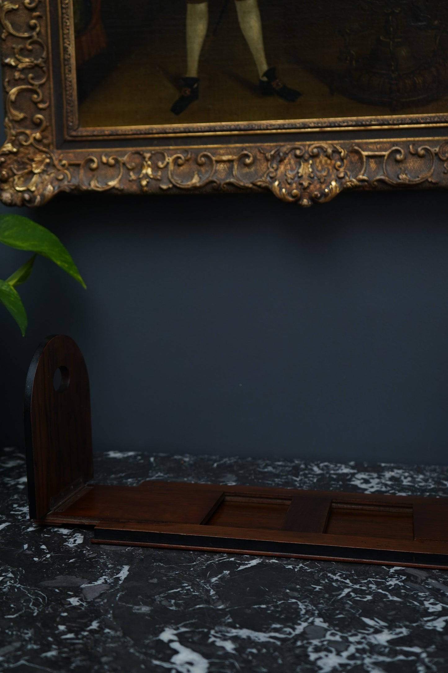 Antique Victorian Walnut, Brass & Bone Book Slide | English Expandable Book Holder c. 1870–1900