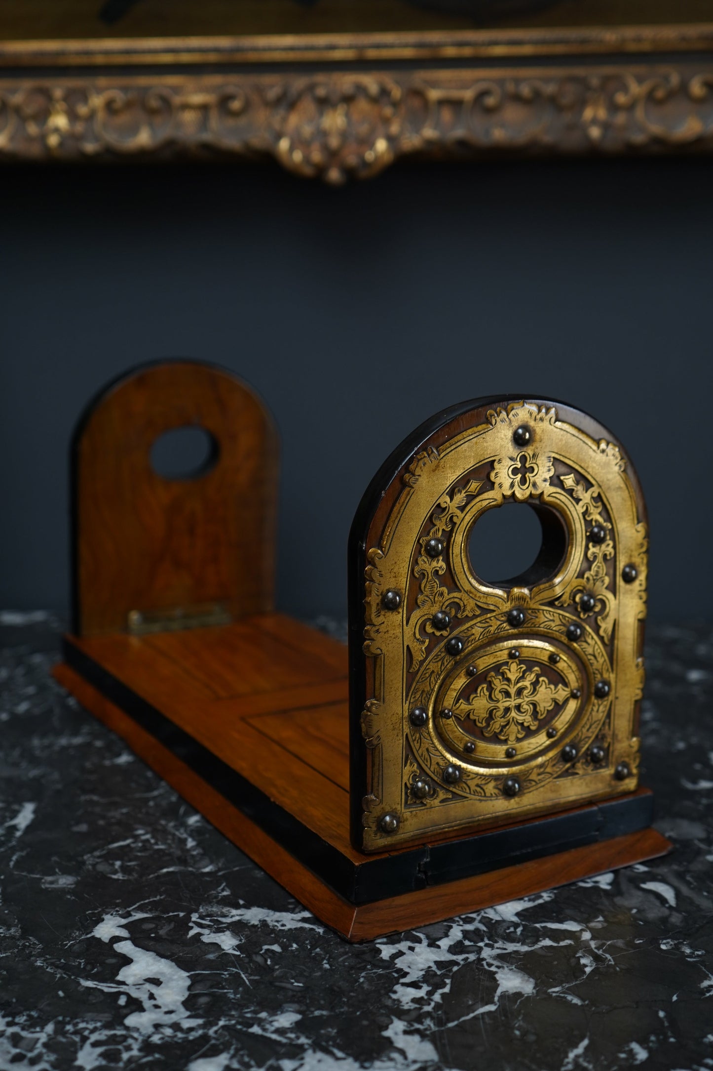 Antique Victorian Brass Mounted Collapsible Bookslide