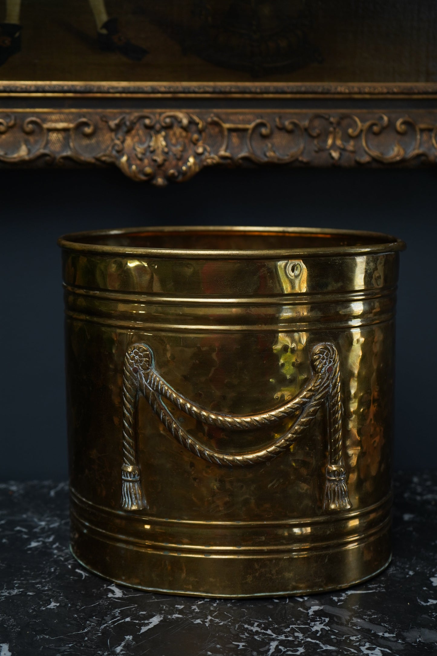 Vintage Brass Planter with Neoclassical Rope Design