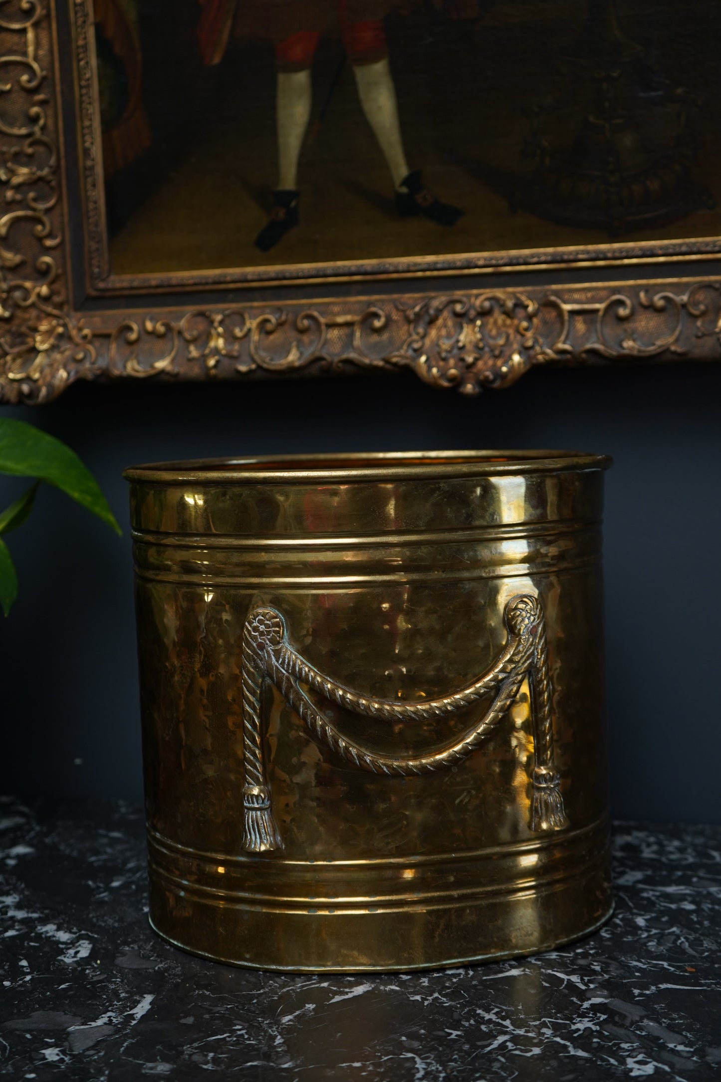 Vintage Brass Planter with Neoclassical Rope Design