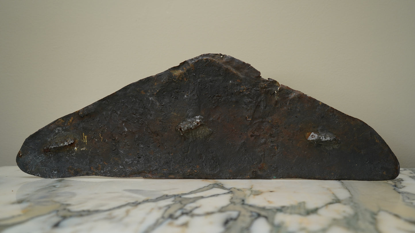 Antique French Bronze Overdoor Pediment with Louis XVI Cartouche | French Bronze Architectural Salvage