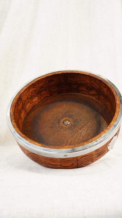 English Oak and Chrome Trophy Bowl by Ryecraft Woodware, Ca. 1950