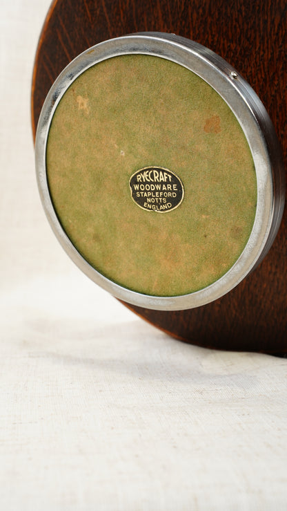 English Oak and Chrome Trophy Bowl by Ryecraft Woodware, Ca. 1950