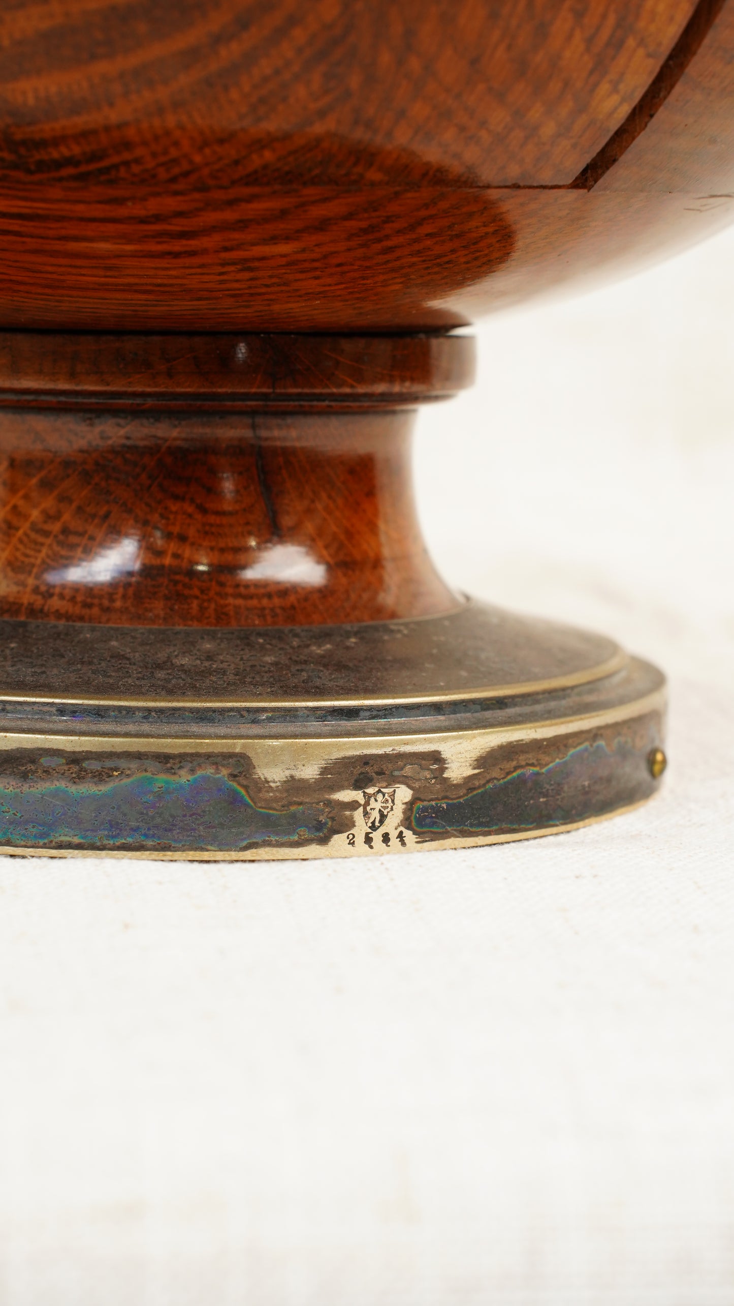 Edwardian English Oak and Brass Pedestal Bowl