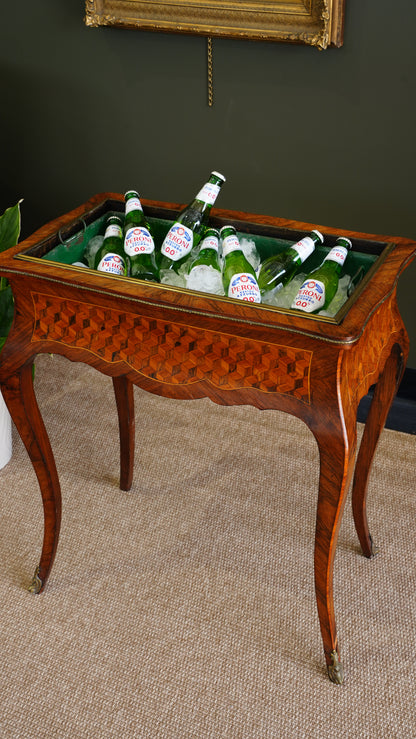 Antique French Parquetry Jardinière Table, Ca. 1900