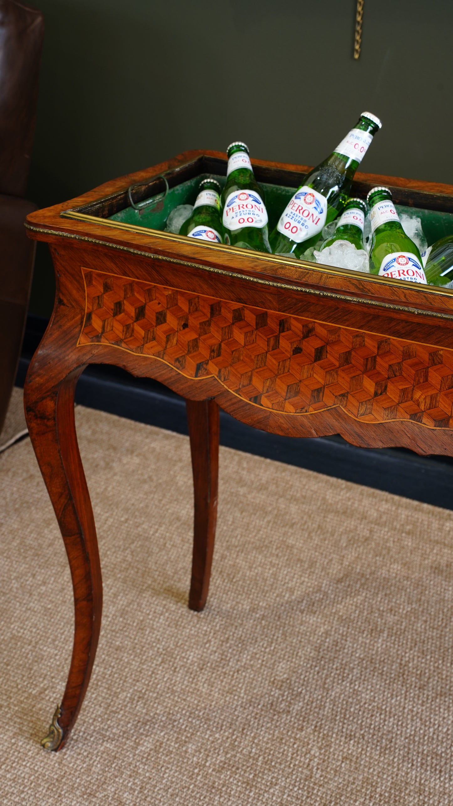 Antique French Parquetry Jardinière Table, Ca. 1900