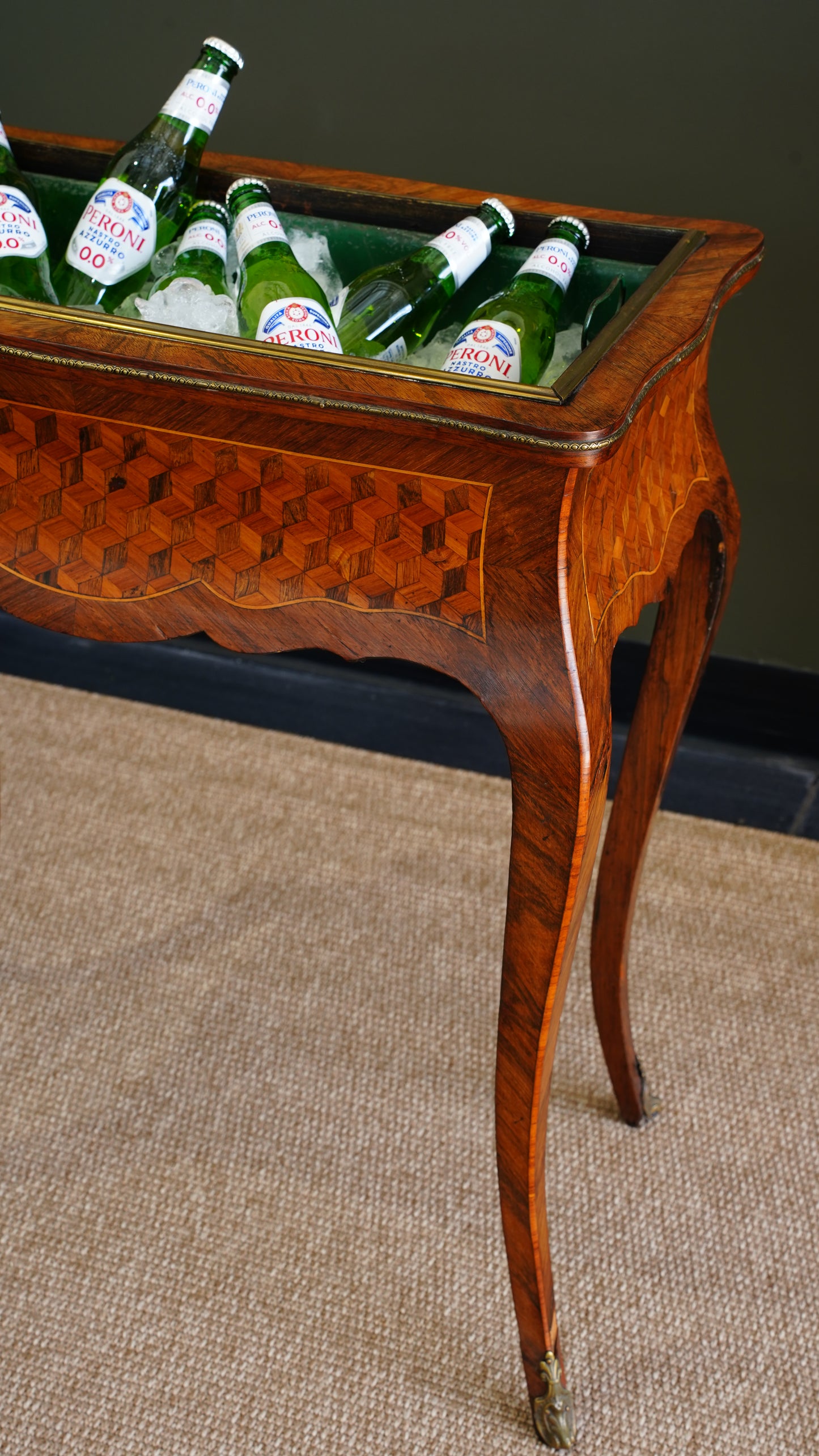 Antique French Parquetry Jardinière Table, Ca. 1900