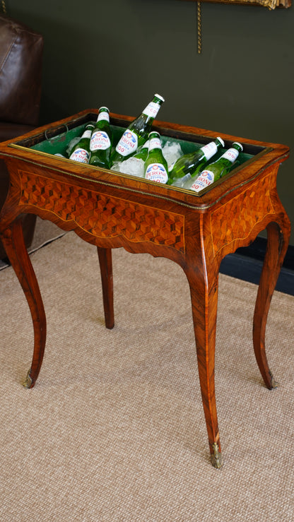 Antique French Parquetry Jardinière Table, Ca. 1900