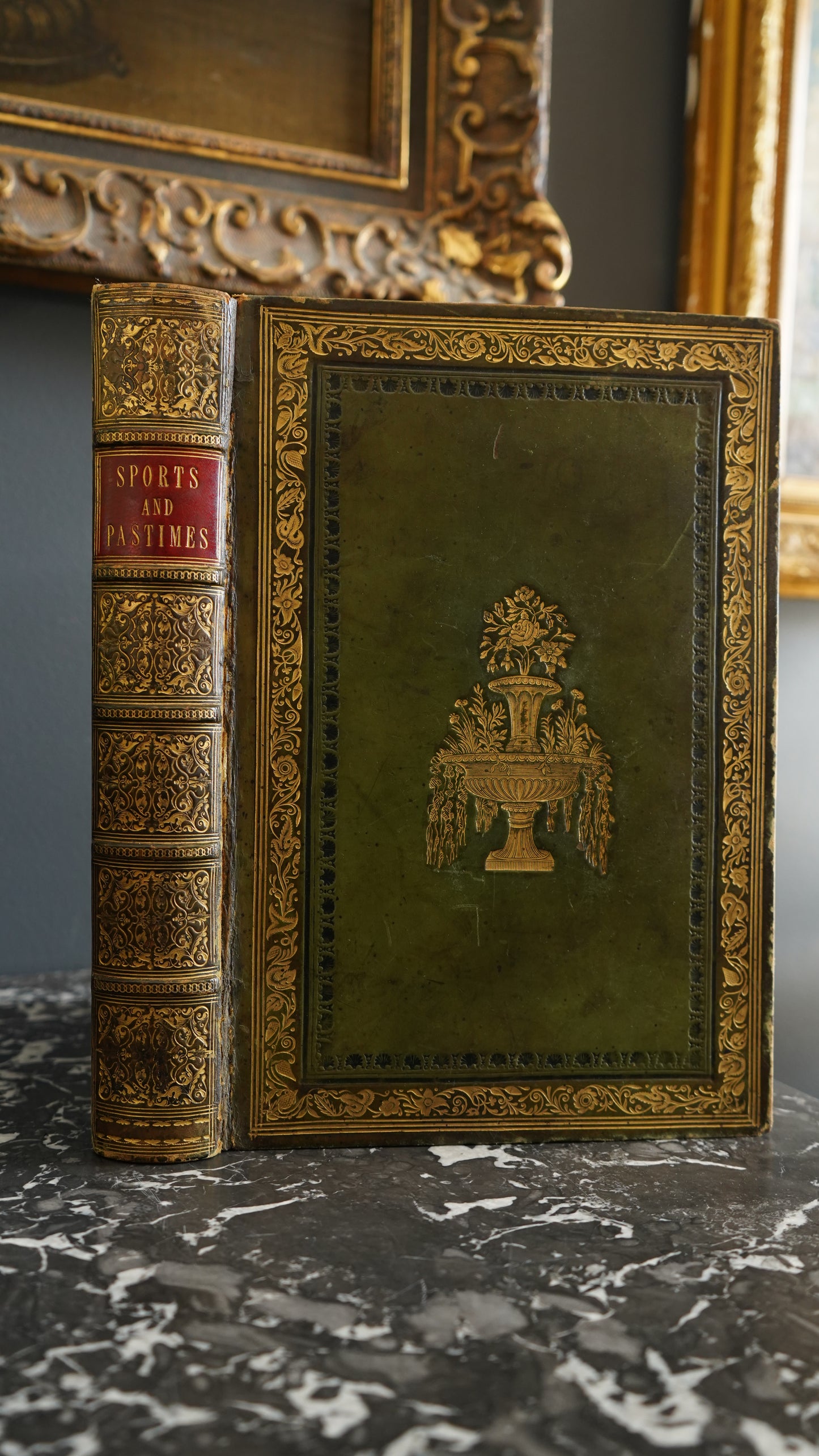 1845 "The Sports and Pastimes of the People of England" Green Full Leather Custom Binding Book