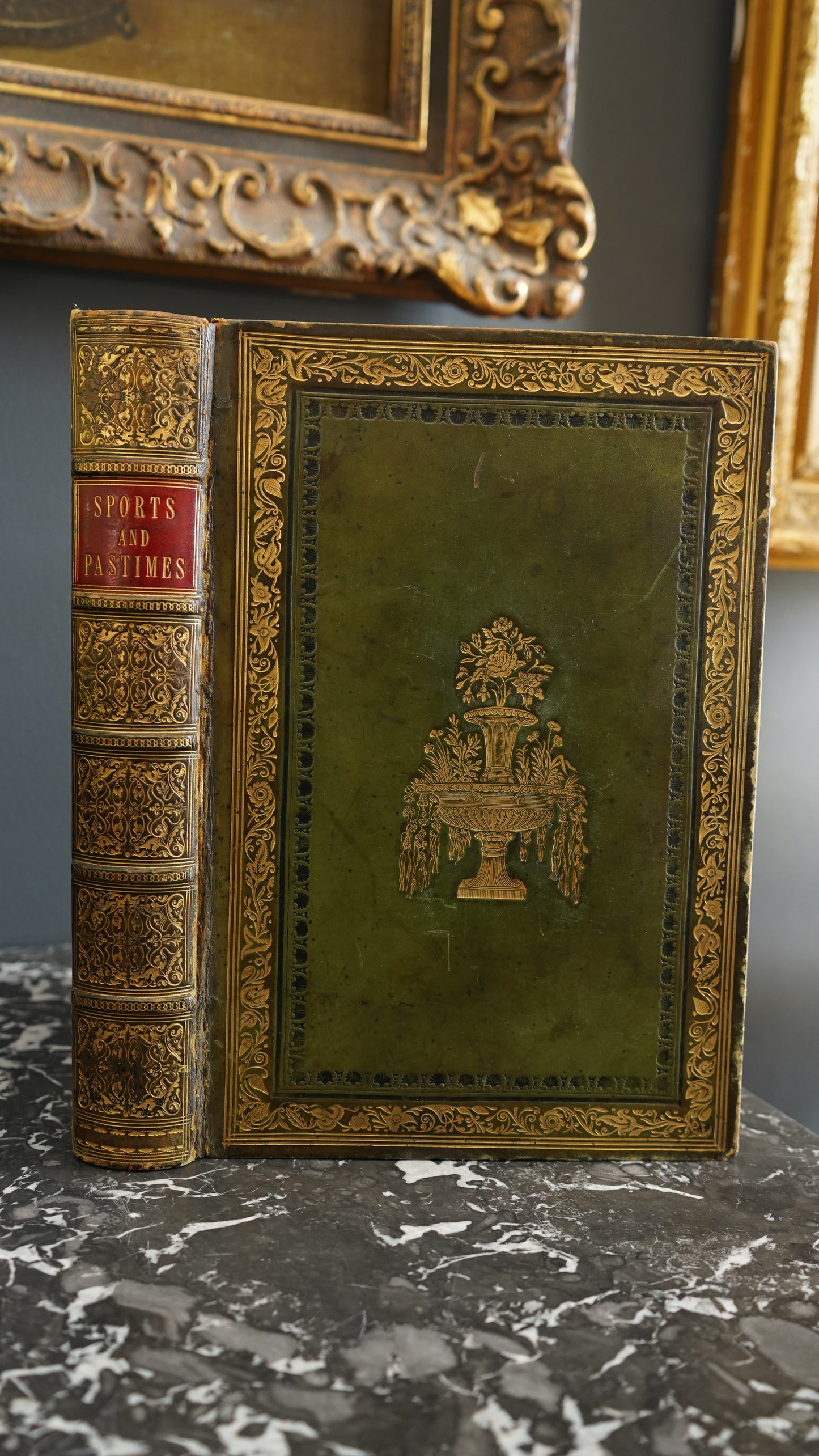 1845 "The Sports and Pastimes of the People of England" Green Full Leather Custom Binding Book
