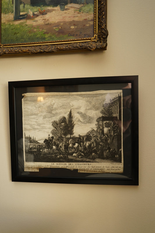 Antique French Engraving “Le Bouton des Chasseurs” After Philips Wouwerman