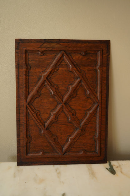 Antique English Jacobean Revival Carved Oak Panel