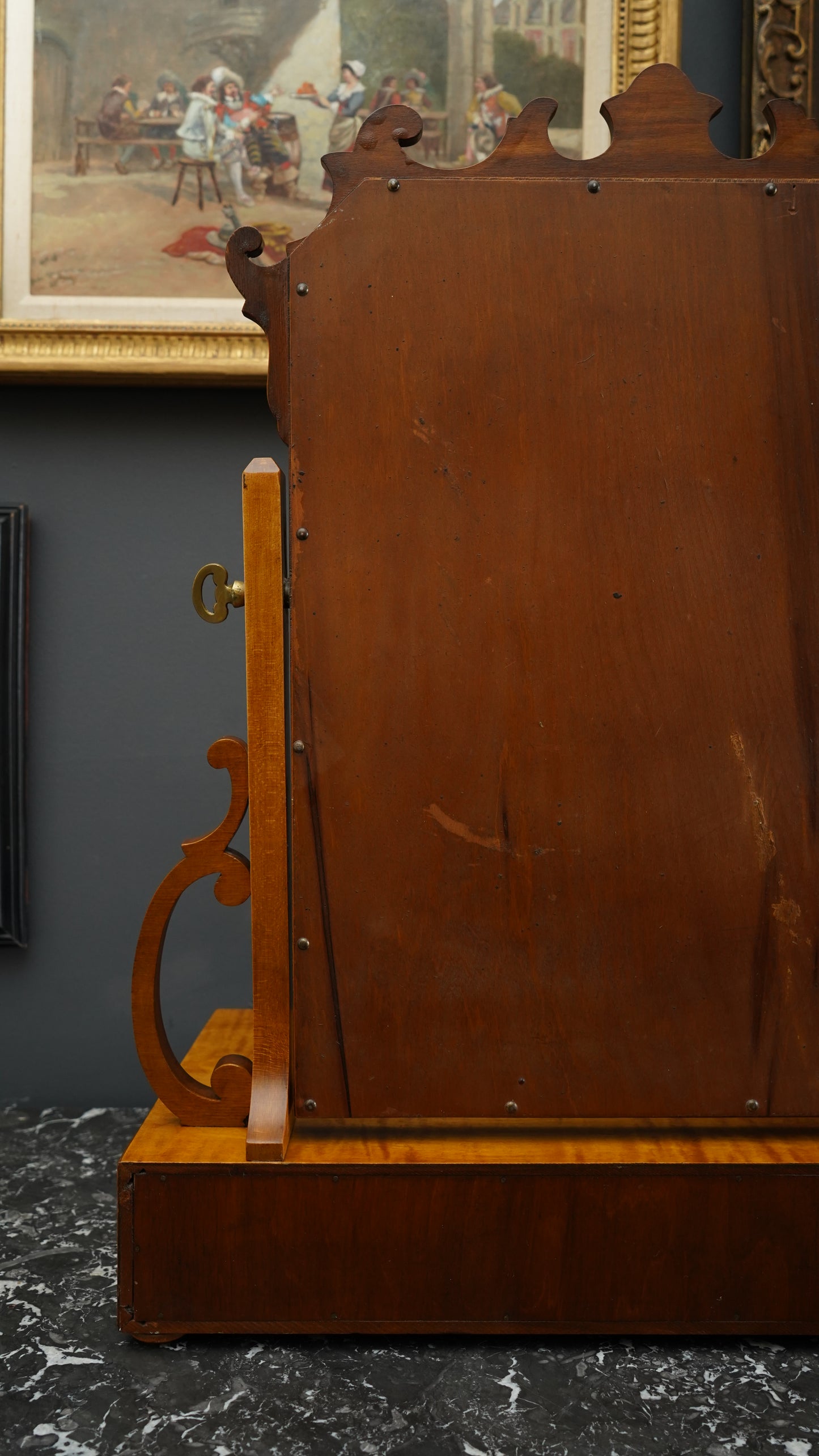 Antique English Dressing Table Mirror in Bird’s Eye Maple Circa 1830 to 1850