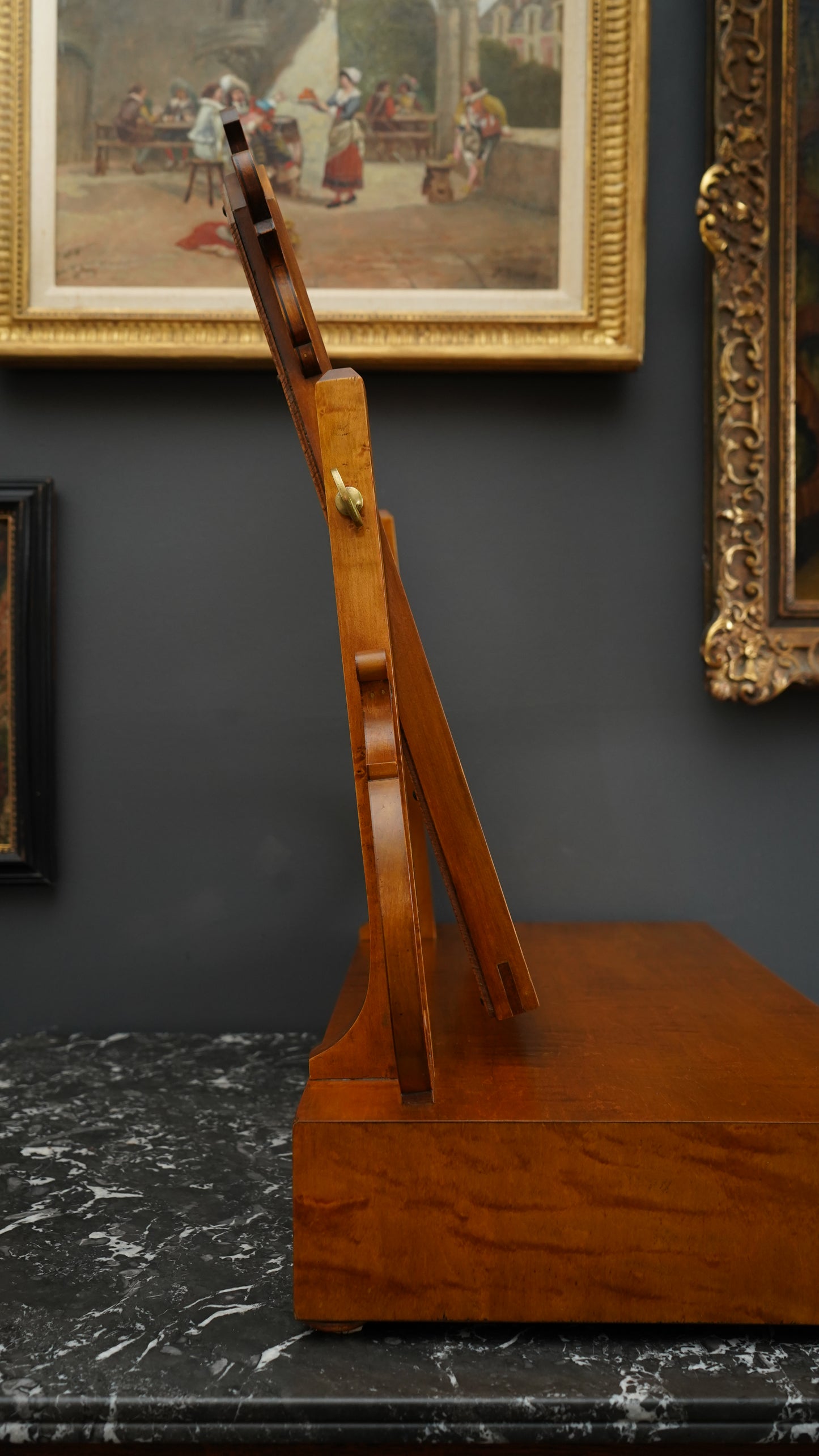 Antique English Dressing Table Mirror in Bird’s Eye Maple Circa 1830 to 1850