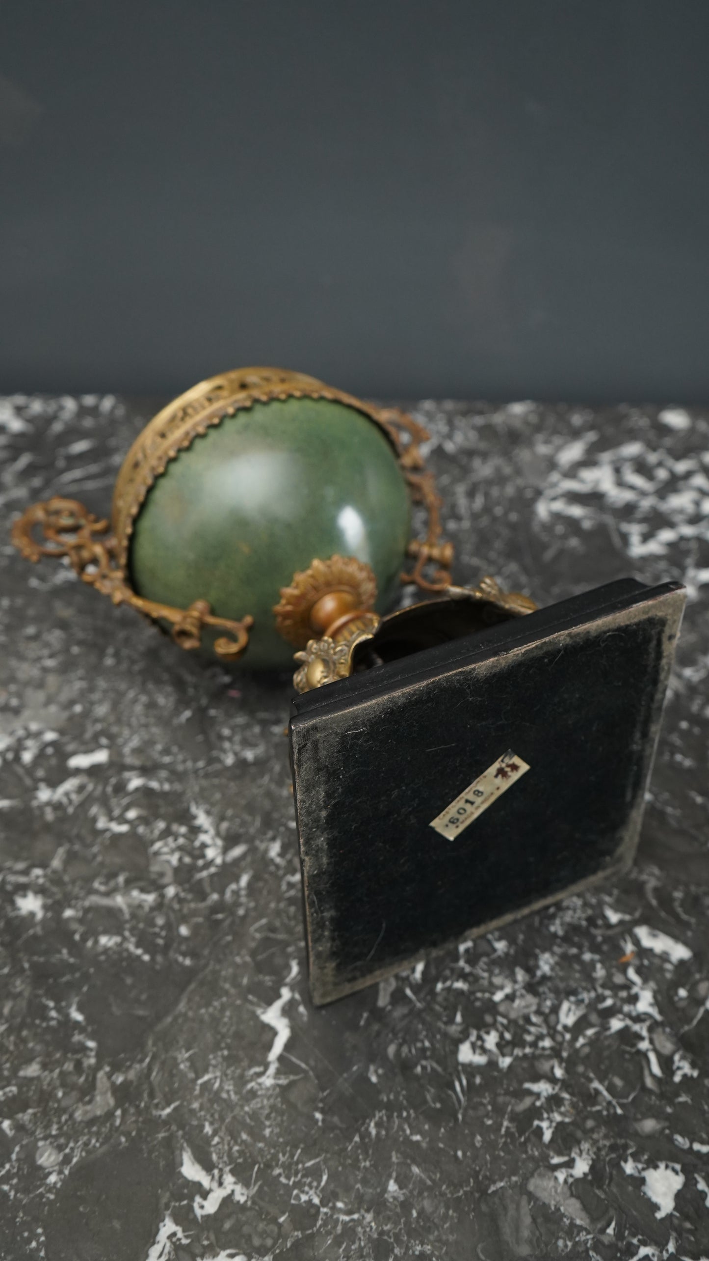 Vintage Neoclassical Decorative Urn with Faux Malachite Bowl and Gilt Metal Mounts