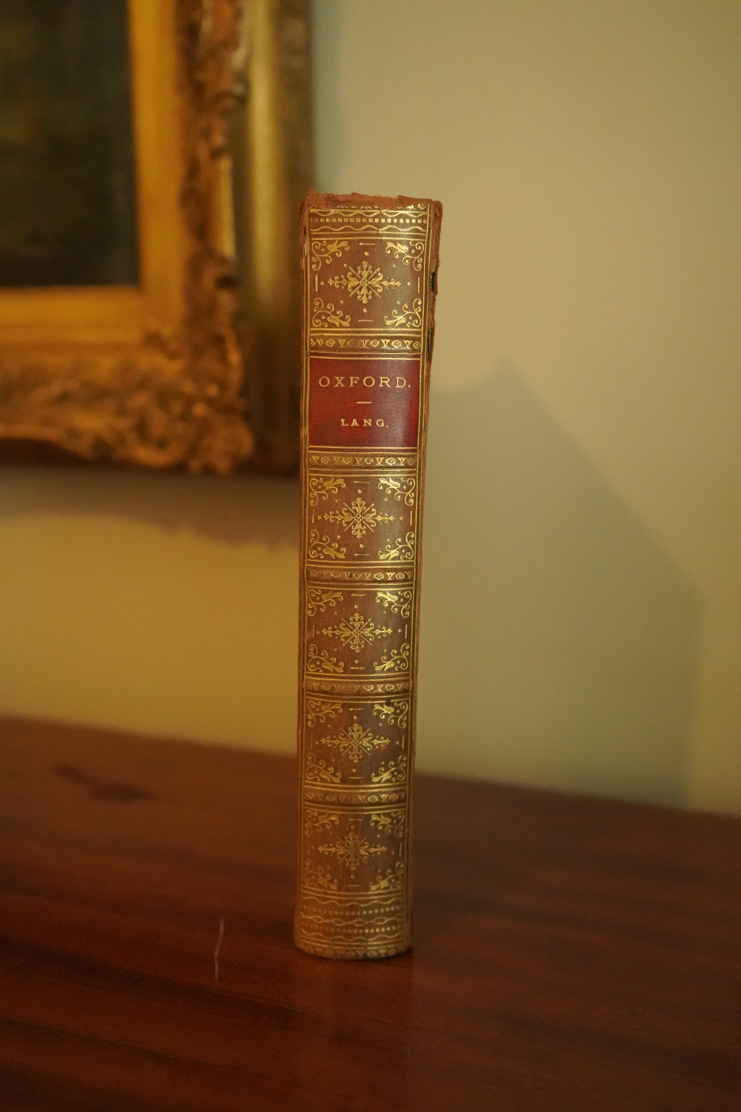 1890 “Oxford: Brief Historical and Descriptive Notes” by Andrew Lang – Antique Illustrated History Book in Tree Calf Prize Binding