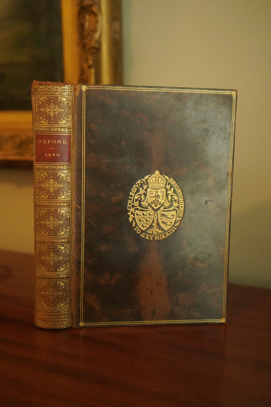 1890 “Oxford: Brief Historical and Descriptive Notes” by Andrew Lang – Antique Illustrated History Book in Tree Calf Prize Binding