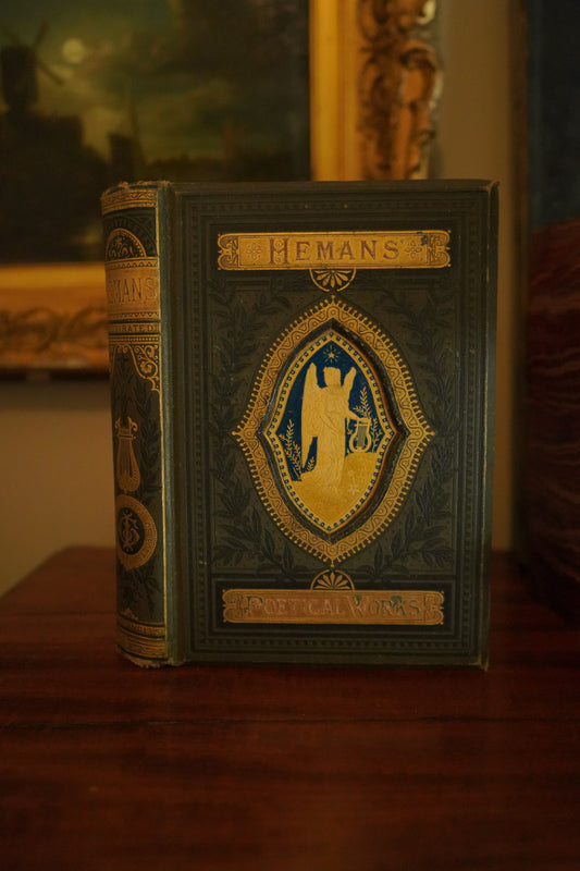 "The Poetical Works of Mrs. F. Hemans" Victorian Cloth Book