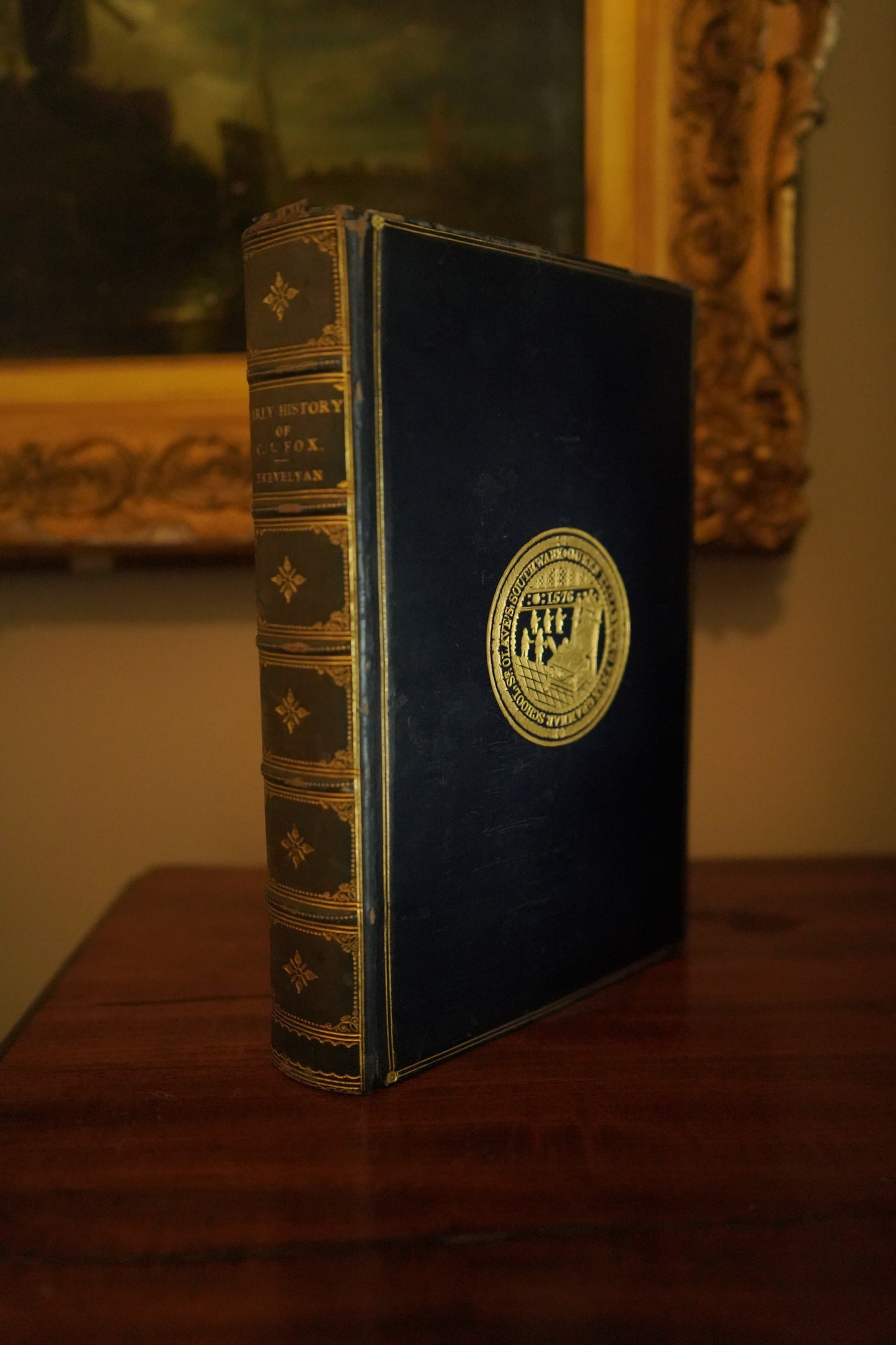 1901 "The Early History of Charles James Fox" Full Blue Leather Prize Binding Book