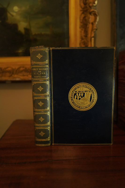 1901 "The Early History of Charles James Fox" Full Blue Leather Prize Binding Book
